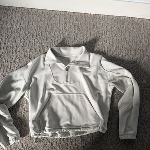 Lululemon cream Women's Half-Zip brushed soft stream ribbed Pullover sz 8